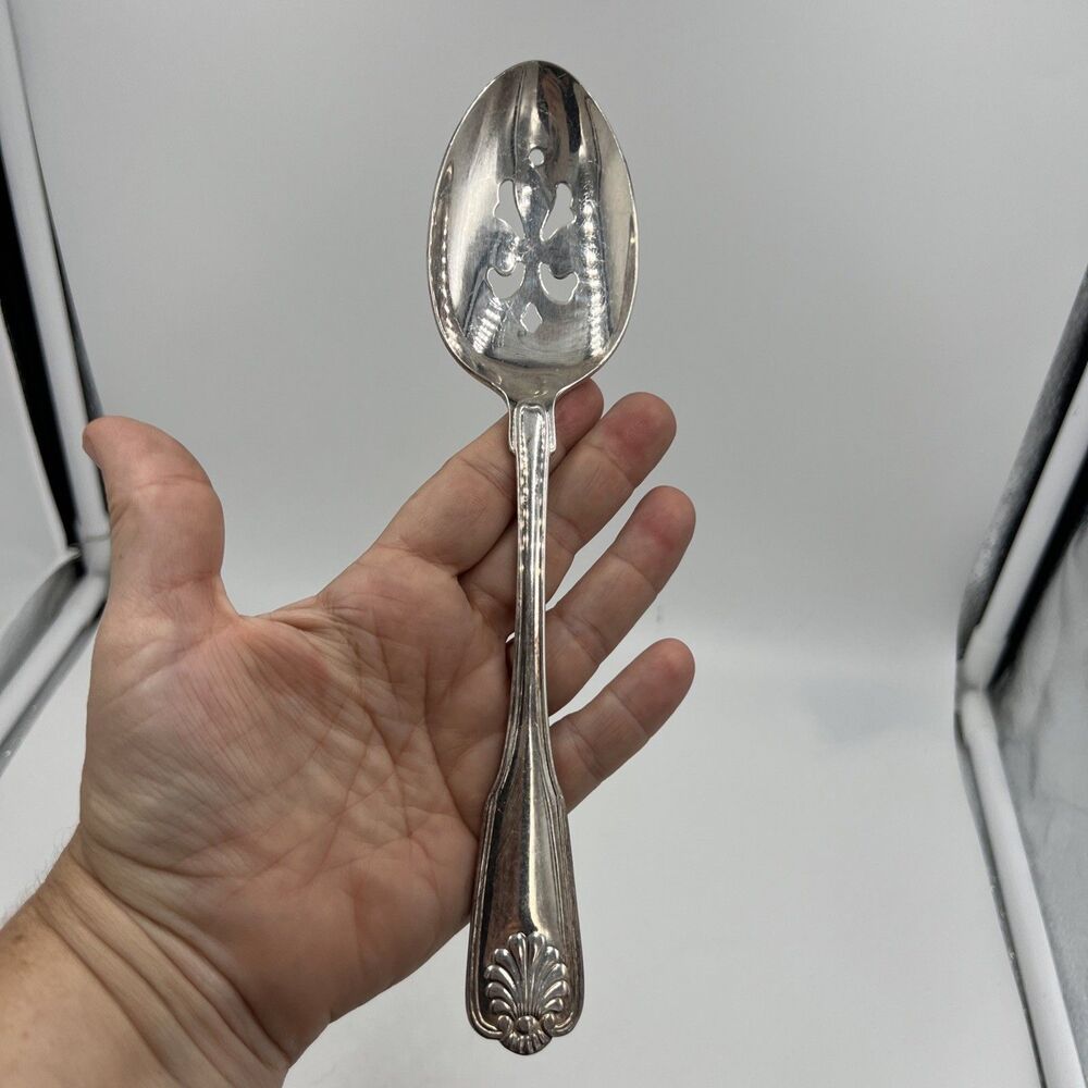 International Silver-plate Korea Pierced Serving Spoon Royal Shell / Shell Tip